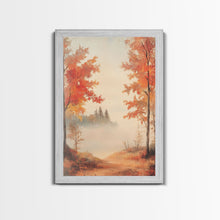 Carregar imagem no visualizador da galeria, Canvas Print of Serene Autumn Path with Misty Background, Fall Wall Art, Seasonal Decor, Gift Idea, Modern Farmhouse, Autumn Landscape