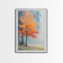 Carregar imagem no visualizador da galeria, Canvas Print of Vibrant Autumn Tree in Misty Background, Seasonal Wall Art, Fall Decor, Best Gift Idea, Modern Farmhouse Landscape Art