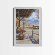 Carregar imagem no visualizador da galeria, Autumn Harvest Scene With Pumpkins Farmhouse Wall Art Framed Canvas Print Thanksgiving Seasonal Wall Art Country Home Decor Gift Idea