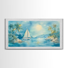 Carregar imagem no visualizador da galeria, Festive Boat Lighthouse Framed Canvas Print Christmas Nautical Holiday Art Beach Christmas Decor Best Gift Christmas Art Prints 2024