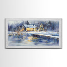 Load image into Gallery viewer, Christmas home decor, canvas print, winter landscape art, Christmas tree art, Christmas wall art, framed art, holiday wall art