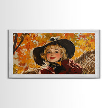 Carregar imagem no visualizador da galeria, Cute Fall Cowgirl Amongst The Autumn Leaves, Gift or Autumn Decor, Perfect Addition to Home and Office Interiors