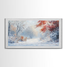 Load image into Gallery viewer, Cozy Cabin in the Snow Framed Canvas Print, Ideal Christmas Holiday Wall Art for Winter Wonderland Decor and Festive Home Interiors