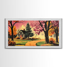 Carregar imagem no visualizador da galeria, Autumn Landscape Framed Canvas Print, Cozy Country Farmhouse Pathway Art, Fall Home Decor, Modern Farmhouse Seasonal Wall Art Gift Idea
