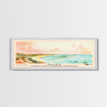 Load image into Gallery viewer, Aruba, autonomous country of the Kingdom of the Netherlands Watercolor Beach Print, Vacation Gift, autonomous country of the Kingdom of the Netherlands Wall Art, Framed Canvas Print, Framed Beach Painting