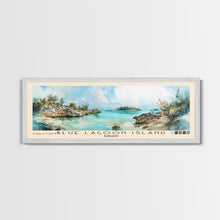 Load image into Gallery viewer, Blue Lagoon Island, Bahamas Watercolor Print, Vacation Gift, Bahamas Wall Art, Beach Painting, Beach Decor, Large Wall Art, Wood Frame Art