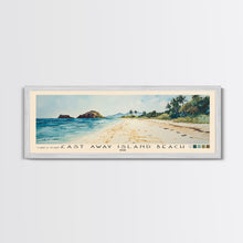 Load image into Gallery viewer, Cast Away Island Beach, Fiji Watercolor Print, Vacation Gift, Fiji Wall Art, Beach Painting, Beach Decor, Large Wall Art, Wood Frame Art