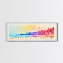 Cargar imagen en el visor de la galería, Côte de Granit Rose, France Watercolor Beach Print, Vacation Gift, France Wall Art, Framed Canvas Print, Framed Beach Painting
