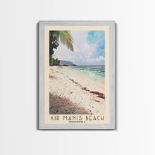 Carregar imagem no visualizador da galeria, Air Manis Beach, Indonesia Watercolor Beach Print, Vacation Gift, Indonesia Wall Art, Framed Canvas Print, Framed Beach Painting
