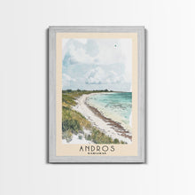 Load image into Gallery viewer, Andros, Bahamas Watercolor Beach Print, Vacation Gift, Bahamas Wall Art, Framed Canvas Print, Framed Beach Painting