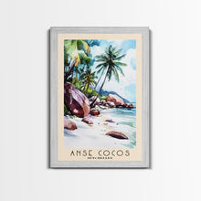 Load image into Gallery viewer, Anse Cocos, Seychelles Watercolor Beach Print, Vacation Gift, Seychelles Wall Art, Beach Painting, Beach Decor, Beach Painting