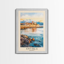 Load image into Gallery viewer, Antibes, France Watercolor Print, Vacation Gift, France Wall Art, Beach Painting, Beach Decor, Large Wall Art, Wood Frame Art