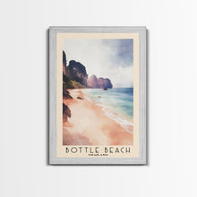 Load image into Gallery viewer, Bottle Beach, Thailand Watercolor Beach Print, Vacation Gift, Thailand Wall Art, Framed Canvas Print, Framed Beach Painting