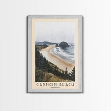 Carregar imagem no visualizador da galeria, Cannon Beach, Oregon Watercolor Beach Print, Vacation Gift, Oregon Wall Art, Framed Canvas Print, Framed Beach Painting