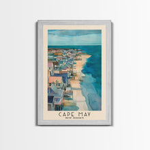 Carregar imagem no visualizador da galeria, Cape May, New Jersey Watercolor Beach Print, Vacation Gift, New Jersey Wall Art, Framed Canvas Print, Framed Beach Painting