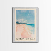 Cargar imagen en el visor de la galería, Cockburn Town Beach, Turks and Caicos Watercolor Beach Print, Vacation Gift, Turks and Caicos Wall Art, Framed Canvas Print, Framed Beach Painting