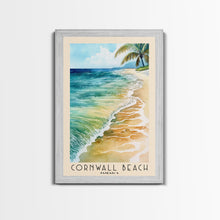 Load image into Gallery viewer, Cornwall Beach, Jamaica Watercolor Beach Print, Vacation Gift, Jamaica Wall Art, Framed Canvas Print, Framed Beach Painting