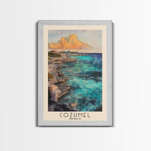 Load image into Gallery viewer, Cozumel, Mexico Watercolor Print, Vacation Gift, Mexico Wall Art, Beach Painting, Beach Decor, Large Wall Art, Wood Frame Art