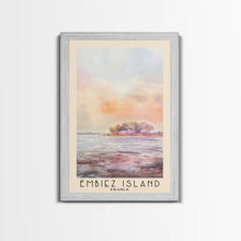 Load image into Gallery viewer, Embiez Island, France Watercolor Beach Print, Vacation Gift, France Wall Art, Framed Canvas Print, Framed Beach Painting