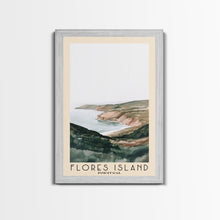 Load image into Gallery viewer, Flores Island, Portugal Watercolor Beach Print, Vacation Gift, Portugal Wall Art, Framed Canvas Print, Framed Beach Painting