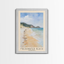 Load image into Gallery viewer, Freshwater Beach, Australia Watercolor Beach Print, Vacation Gift, Australia Wall Art, Framed Canvas Print, Framed Beach Painting