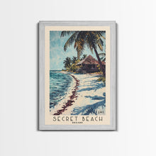 Load image into Gallery viewer, Secret Beach, Belize Watercolor Print, Vacation Gift, Belize Wall Art, Beach Painting, Beach Decor, Large Wall Art, Wood Frame Art