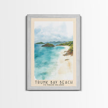 Load image into Gallery viewer, Trunk Bay Beach, US Virgin islands Watercolor Beach Print, Vacation Gift, US Virgin islands Wall Art, Framed Canvas Print, Framed Beach Painting