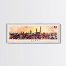 Load image into Gallery viewer, Antwerp Belgium Wall Art, Panoramic Travel Poster, Panoramic Framed Canvas Print, City Wall Art, Wall Hanging Home Decor, Travel Art