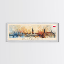 Load image into Gallery viewer, Czestochowa Poland Travel Art, City Art, Framed Canvas Print or Metal Wall Art, Europe Travel Poster, Panoramic Wall Art, Extra Wide Wall Art
