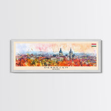 Load image into Gallery viewer, Debrecen Hungary Panoramic Travel Poster, Framed Canvas Print or Metal Wall Art, Travel Art, Home Decor, Panoramic Painting, Midcentury Art
