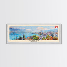 Carregar imagem no visualizador da galeria, Geneva Switzerland Wall Art, Panoramic Travel Poster, Panoramic Framed Canvas Print, City Wall Art, Wall Hanging Home Decor, Travel Art
