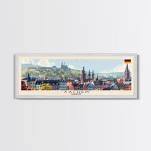 Carregar imagem no visualizador da galeria, Aachen Germany Panoramic Travel Poster, Framed Canvas Print or Metal Wall Art, Travel Art, Home Decor, Panoramic Painting, Midcentury Art