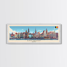 Load image into Gallery viewer, Antwerp Belgium Wall Art, Panoramic Travel Poster, Panoramic Framed Canvas Print, City Wall Art, Wall Hanging Home Decor, Travel Art