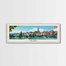 Carregar imagem no visualizador da galeria, Basel SwitzerlandTravel Art, City Art, Framed Canvas Print or Metal Wall Art, Europe Travel Poster, Panoramic Wall Art, Extra Wide Wall Art