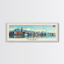Load image into Gallery viewer, Belfast United Kingdom Travel Print Wall Art, Panoramic City Art, Travel Art, Wall Decor, Vacation Gift, Framed Canvas Print Or Metal Art