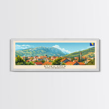 Load image into Gallery viewer, Bijeljina Bosnia Panoramic Travel Poster, Framed Canvas Print or Metal Wall Art, Travel Art, Home Decor, Panoramic Painting, Midcentury Art