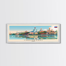 Cargar imagen en el visor de la galería, Cheboksary Russia Travel Art, City Art, Framed Canvas Print or Metal Wall Art, Europe Travel Poster, Panoramic Wall Art, Extra Wide Wall Art