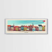 Cargar imagen en el visor de la galería, Copenhagen Denmark Travel Print Wall Art, Panoramic City Art, Travel Art, Wall Decor, Vacation Gift, Framed Canvas Print Or Metal Art