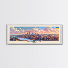 Load image into Gallery viewer, Donetsk Ukraine Panoramic Travel Poster, Framed Canvas Print or Metal Wall Art, Travel Art, Home Decor, Panoramic Painting, Midcentury Art