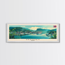 Load image into Gallery viewer, Drammen Norway Travel Print Wall Art, Panoramic City Art, Travel Art, Wall Decor, Vacation Gift, Framed Canvas Print Or Metal Art