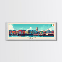 Load image into Gallery viewer, Dublin Ireland Panoramic Travel Poster, Framed Canvas Print or Metal Wall Art, Travel Art, Home Decor, Panoramic Painting, Midcentury Art