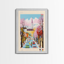 Load image into Gallery viewer, Érd Hungary Travel Poster Framed Canvas Print, Midcentury Modern Art, Pop Art Wall Decor, Living Room Art, Vacation Gift