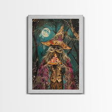 Carregar imagem no visualizador da galeria, Ghostly Wizard Having A Slice of Pizza, Funny Halloween Decor, Framed Canvas Print