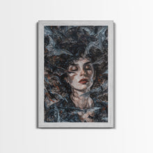 Load image into Gallery viewer, Bats and Beauty in the Night - Spooky Halloween Wall Art - Creepy Home Decor - Gothic Art Print - Unique Halloween Decoration