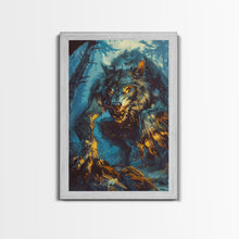 Carregar imagem no visualizador da galeria, Ferocious Werewolf in the Forest - Halloween Wall Decor - Scary Art Print - Werewolf Painting for Halloween - Spooky Home Decor