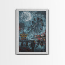 Load image into Gallery viewer, Eerie Carnival, Halloween Art, Spooky Wall Decor, Framed Canvas Print, Creepy Art, Halloween Wall Decor, Seasonal Wall Art, Scary Artwork