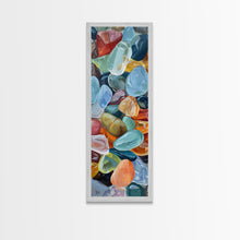 Load image into Gallery viewer, Colorful Textured Canvas Painting of Glass Rocks, Nature Art Print for Living Room, Oversized Canvas Art, Narrow Wall Art Print, Modern Art