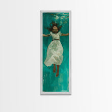 Carregar imagem no visualizador da galeria, Abstract Modern Canvas Art of Woman Underwater, Ocean Wall Art, Coastal Wall Art Print, Oversized Tall and Narrow Canvas Art
