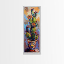 Carregar imagem no visualizador da galeria, Cactus Canvas Printed and Framed Art, Colorful Botanical Wall Art, Desert Art Print, Vertical Narrow Wall Art, Art Print for Kitchen