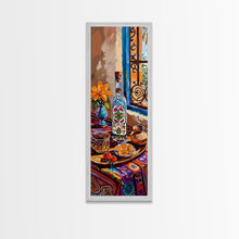 Carregar imagem no visualizador da galeria, Tuscan Kitchen Wall Art Print Framed on Canvas, Tall Narrow Mediterranean Art, Housewarming Gift, Textured Oil Painting , Modern Art Print